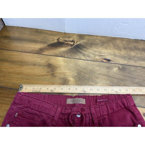 Judy Blue Garment Dyed Scarlet Red Drawstring Jeans Size 11/30 - Picture 9 of 11